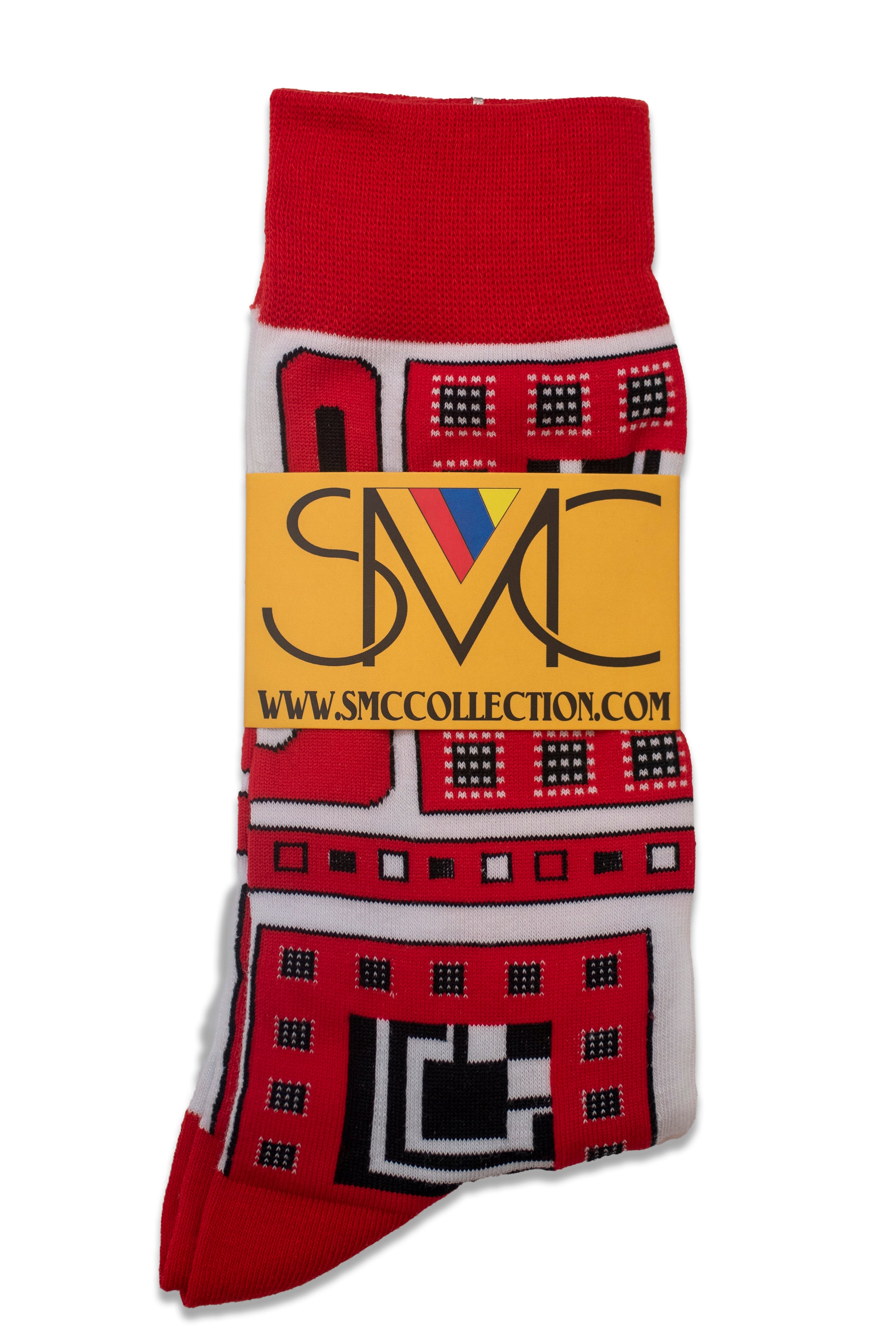 Shona Splendor: Red and Black African Print Socks