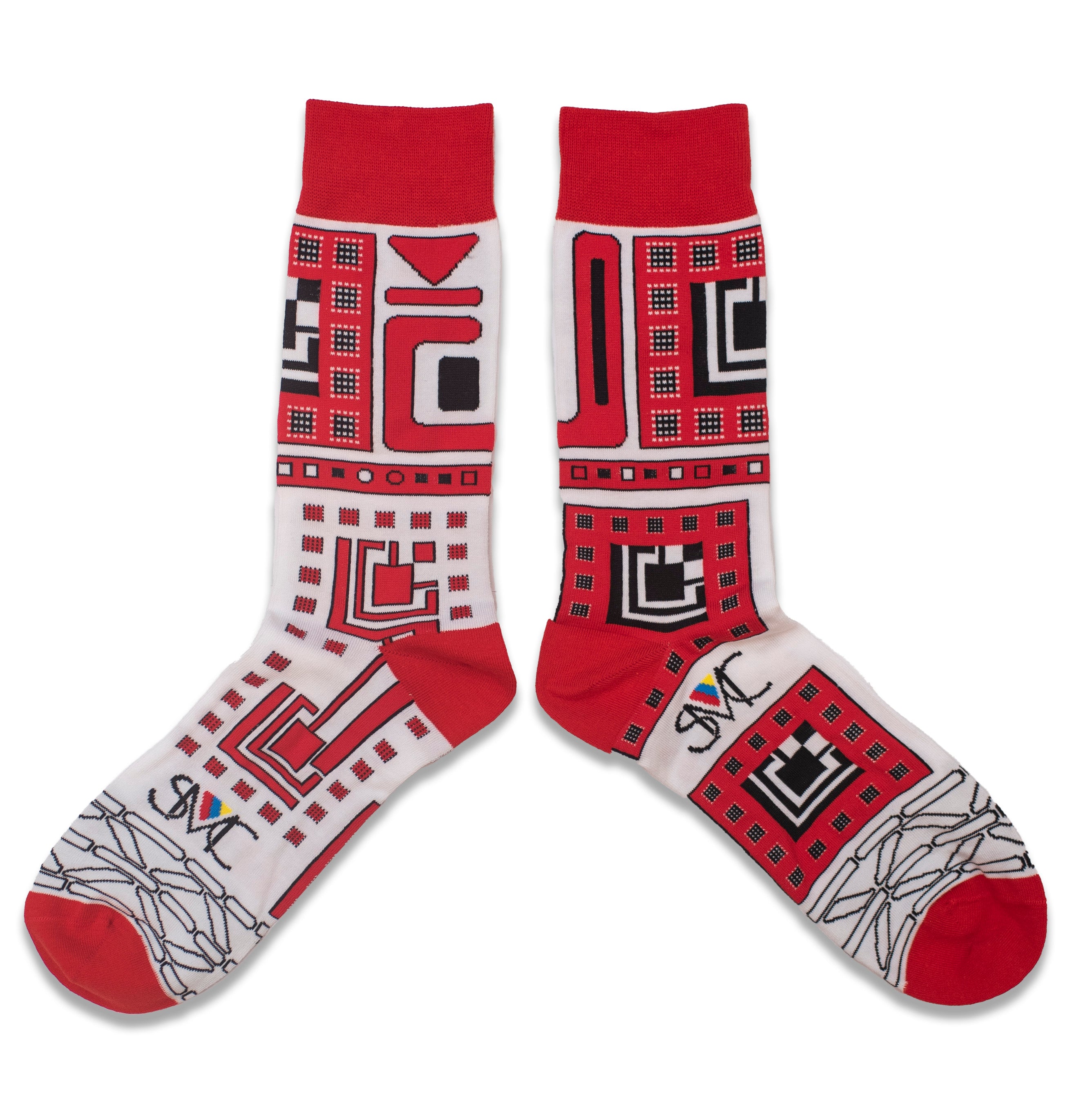 Shona Splendor: Red and Black African Print Socks